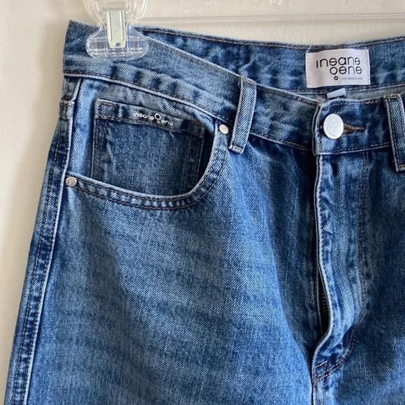 Insane gene 90s loose wide straight jeans with slits at bottom hem - Picture 6 of 12